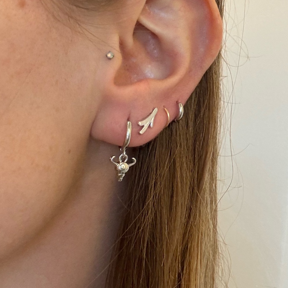 bull head sterling silver earrings hoop hoops bullhead western long horns